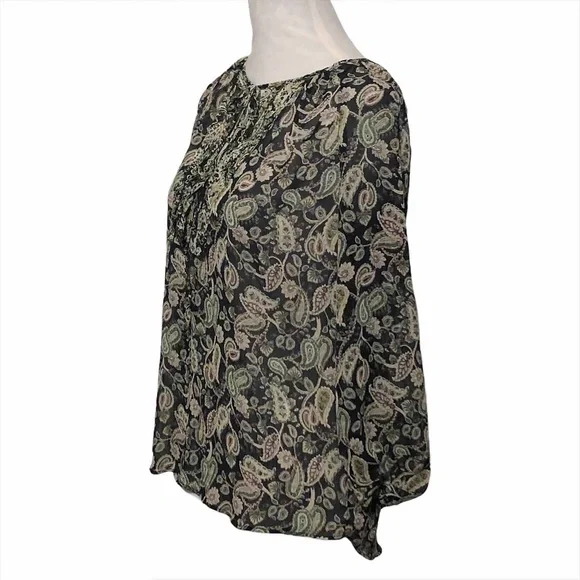 Zara Paisley Tie Neck Blouse - Picture 5 of 12